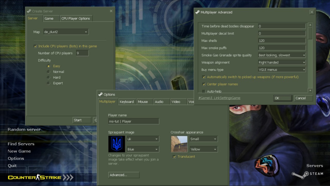 CS 1.6 Ultimate Edition gameplay action with terrorists and counter-terrorists